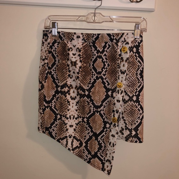 Boohoo Dresses & Skirts - BOOHOO-Asymmetrical Snakeskin Skirt